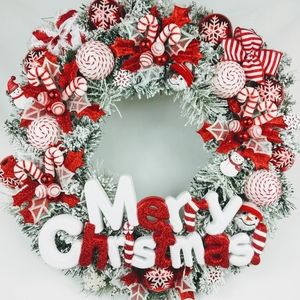 Merry Christmas Red and White Wreath
